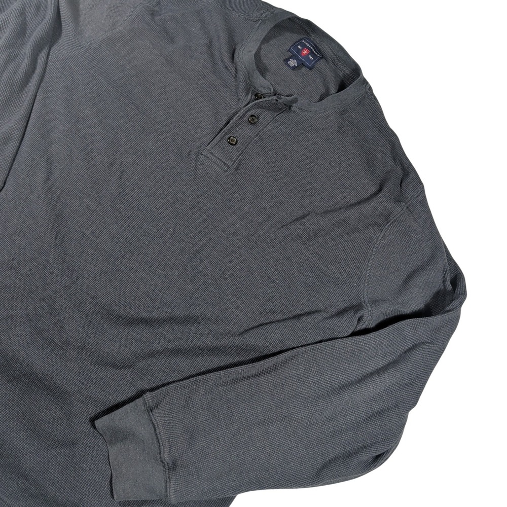 Saddlebred Henley Mens 2XLT Blue Waffle Knit Thermal Long Sleeve Shirt
